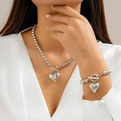 Beaded Toggle Heart Jewelry Set