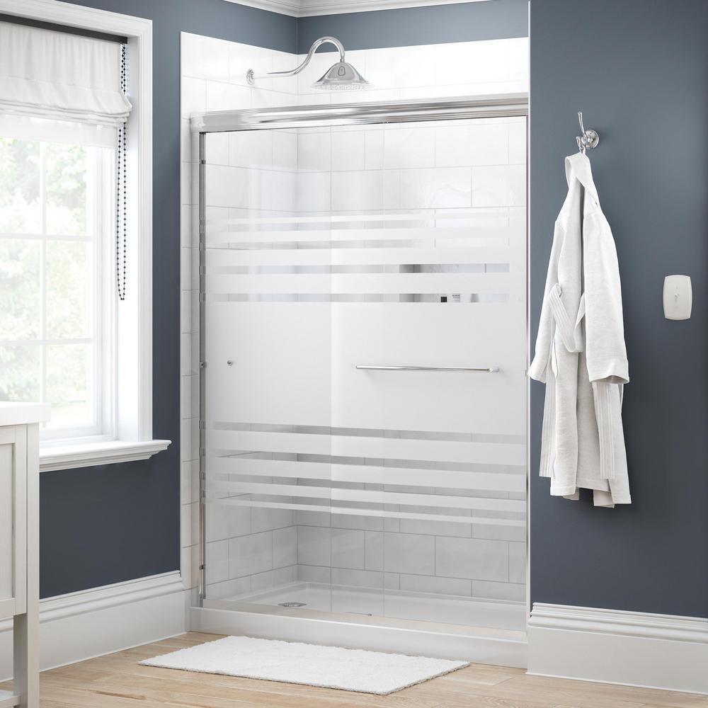 Simplicity 60 in. x 70 in. Semi-Frameless Traditional Sliding Shower Door in Bronze with Rain Glass - Super Arbor