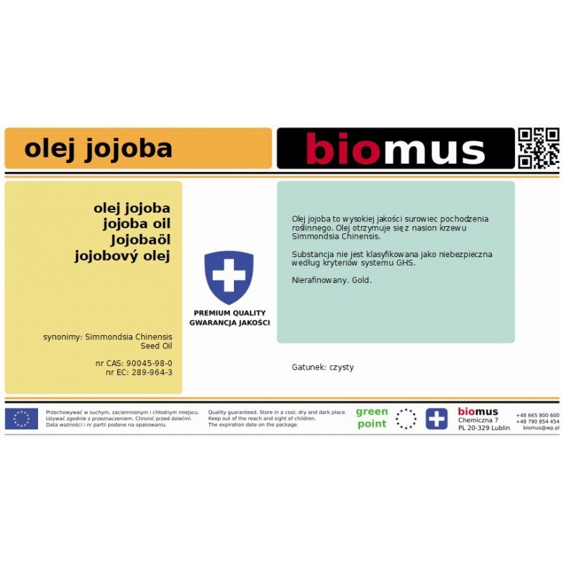 Jojobaöl unraffiniert 1L BIOMUS - ChemMarkt.de