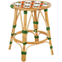 BISTRO RATTAN COURT STOOL FLOWER ORANGE WHITE - DYKE & DEAN