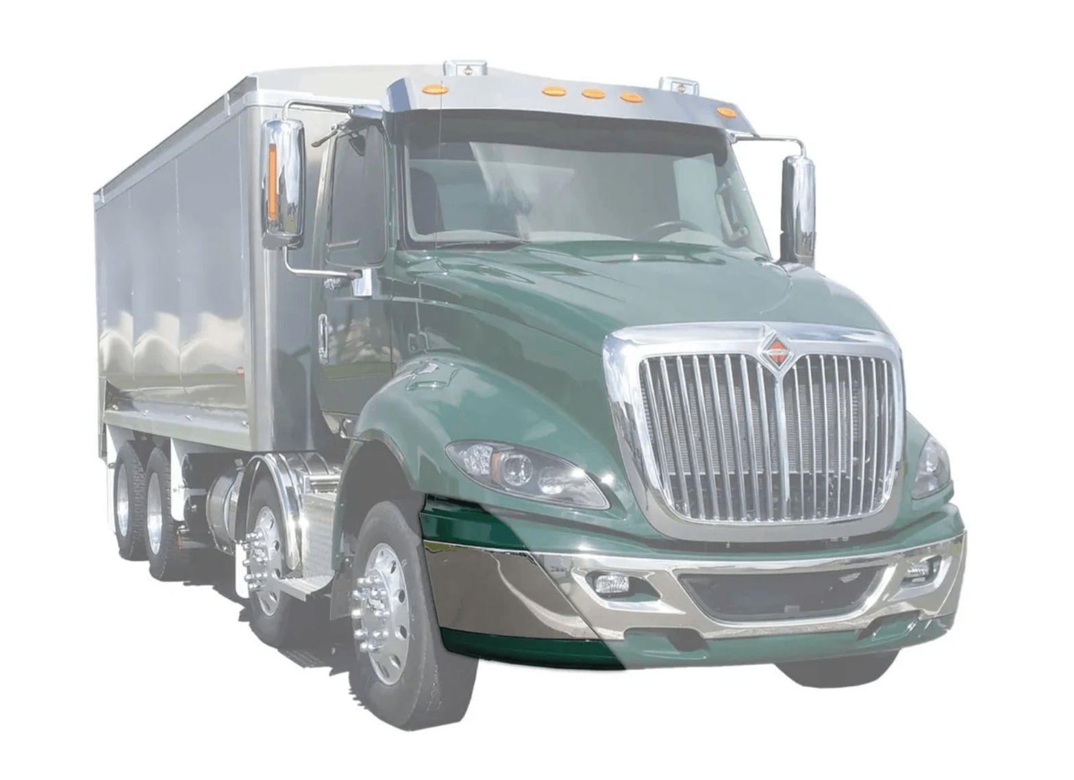KOZAK PLASTIC Bumper End Cap with Chrome Trim Right Passenger Side for International Prostar 2008-2015 PLUS International Logo, Windshield Wipers and KOZAK Vest