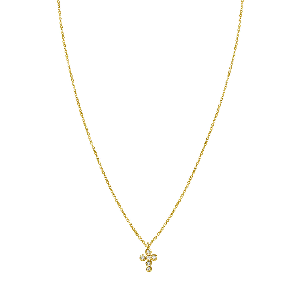 14K Petite Diamond Cross Necklace
