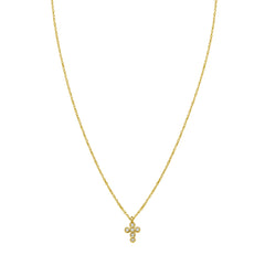 14K Petite Diamond Cross Necklace