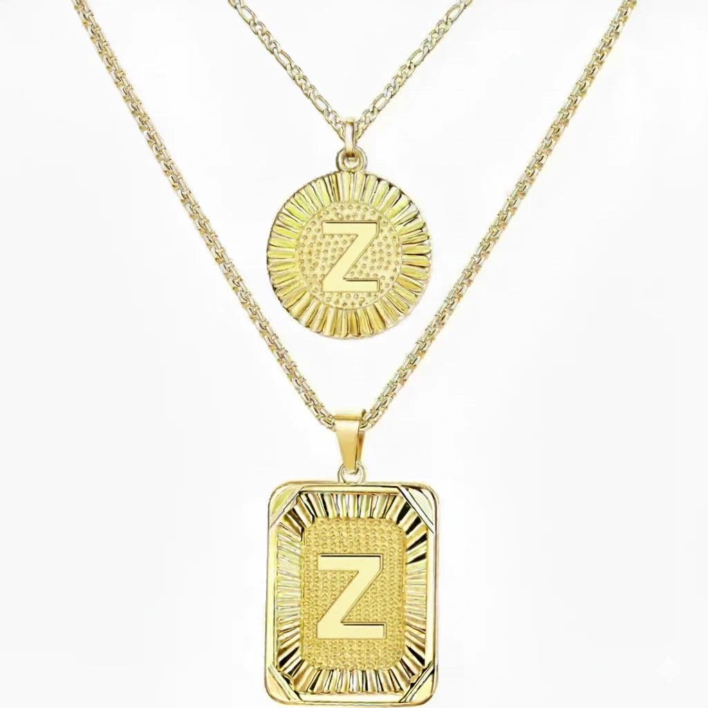2pc 18K Initial Necklace