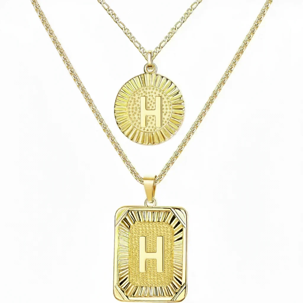2pc 18K Initial Necklace