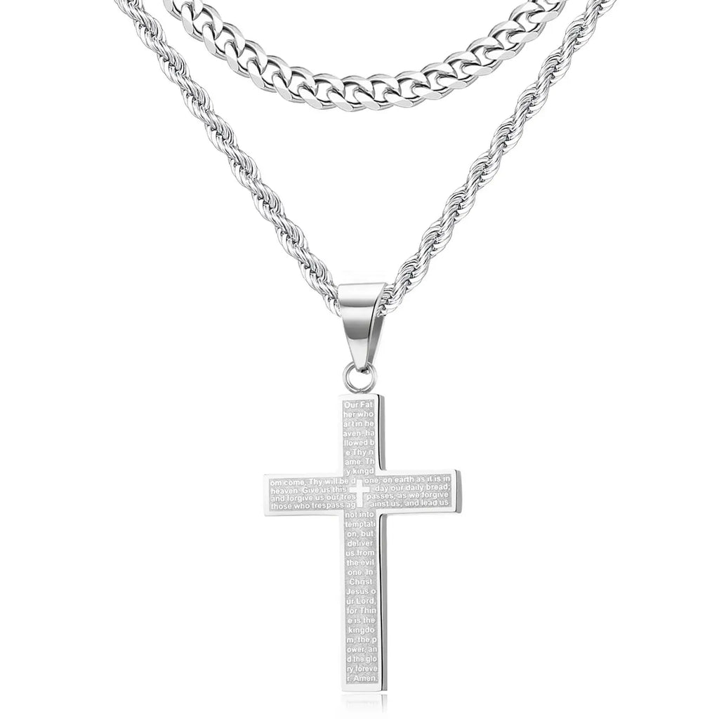 2pc Jesus Cross Necklace Set