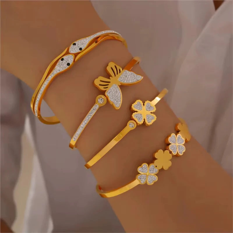 Butterfly Snake Clover Bracelet Set