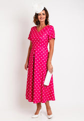 Cassandra Trudy Polka Dot A-line Maxi Dress, Pink