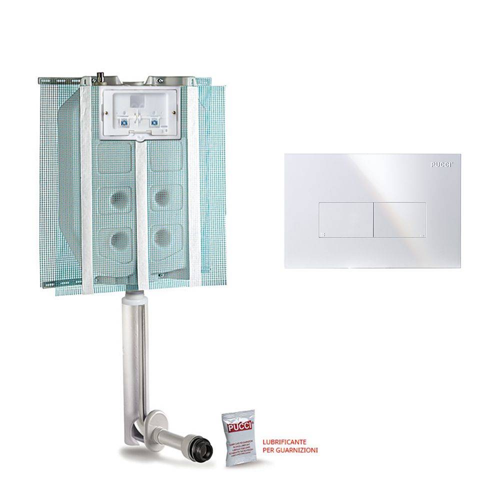Cassetta di scarico WC ECO - PUCCI 1315490001 con Placca Eco linea bianca 80130560