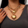 2pc Giant Heart Statement Necklace