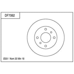 TRW Disc Brake Rotor 251mm x 18 min