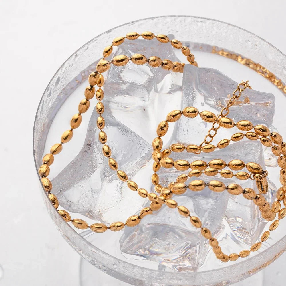 18K Gold Plated Layered Beaded Necklace