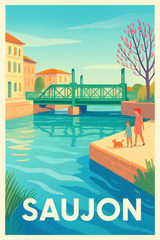 Charente-Maritime France Pas de Cadre / 20 × 30cm Affiche de Saujon - Charme bucolique au fil de l'eau