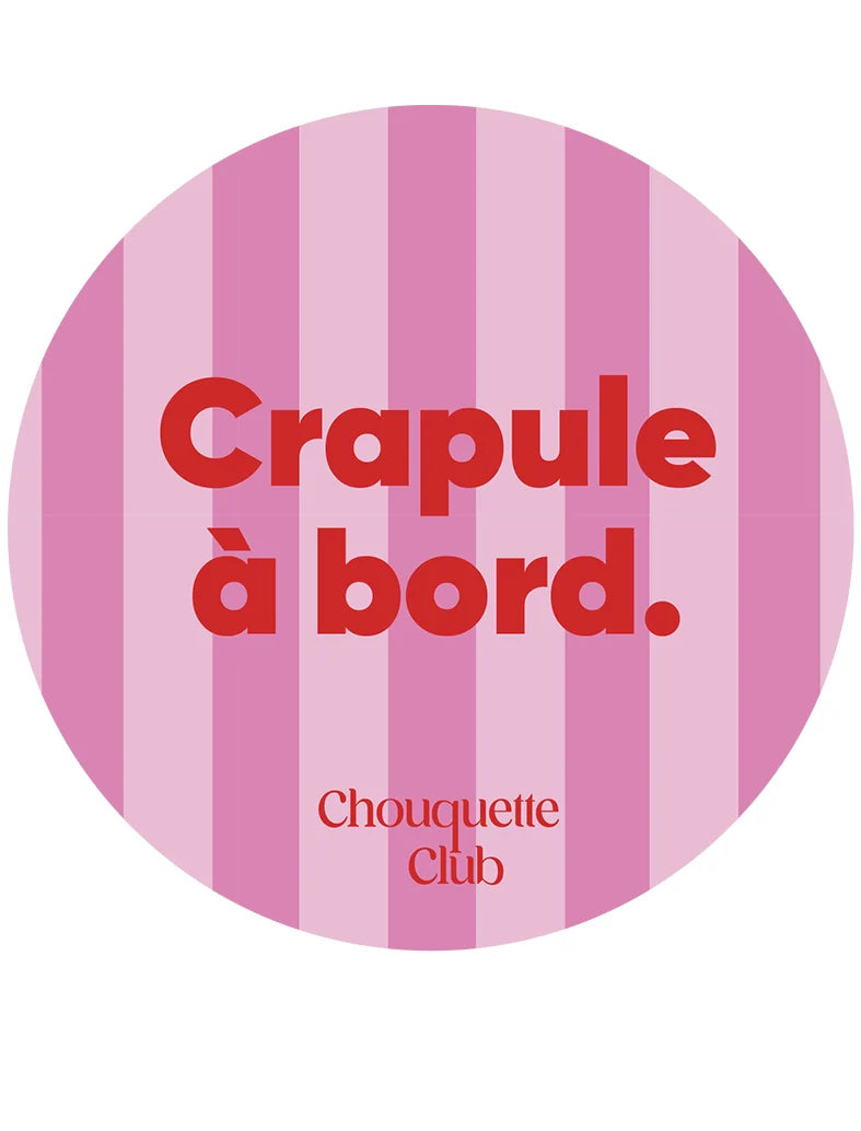 Sticker « Crapule à bord » rayures rose et rouge