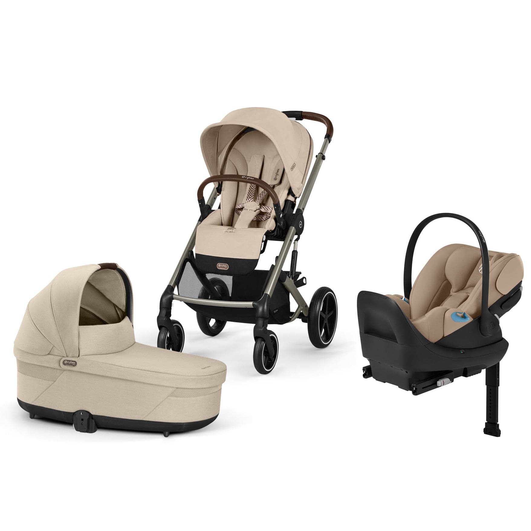 Cybex Balios S Lux + Cot + Cloud G Pro Travel System Bundle - Almond Beige - 524001217-522005273-525000607