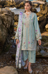 Flow by Crimson Embroidered Lawn Unstitched 3 Piece Suit - D-06 A - CRM25FL - Blue - Summer Collection