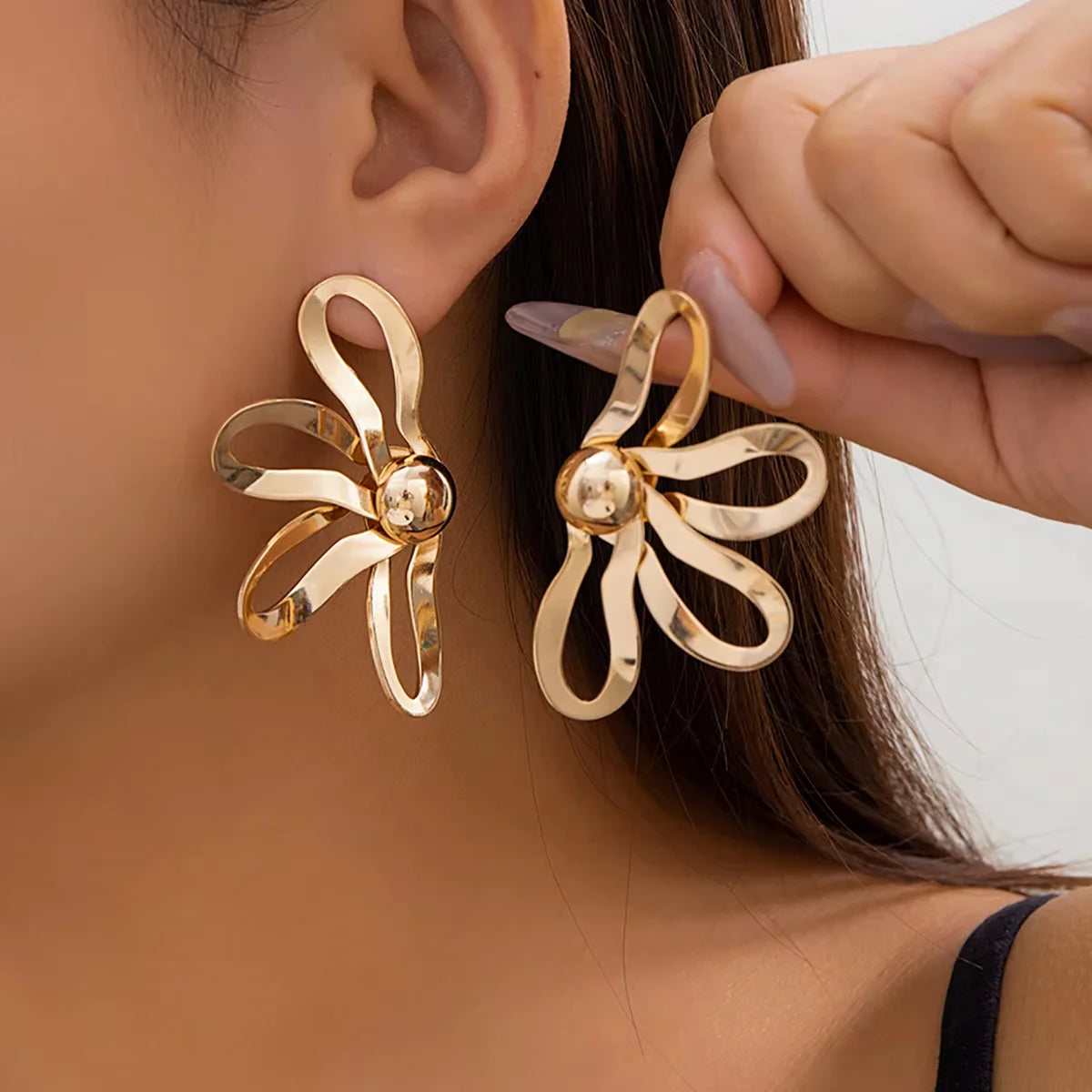 Half Flower Stud Earrings