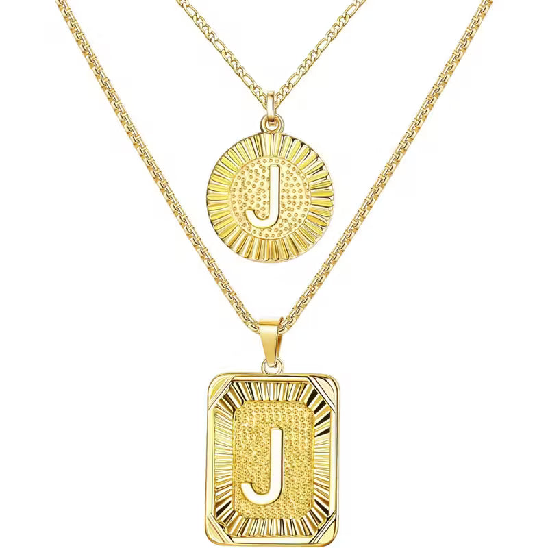 2pc 18K Initial Necklace