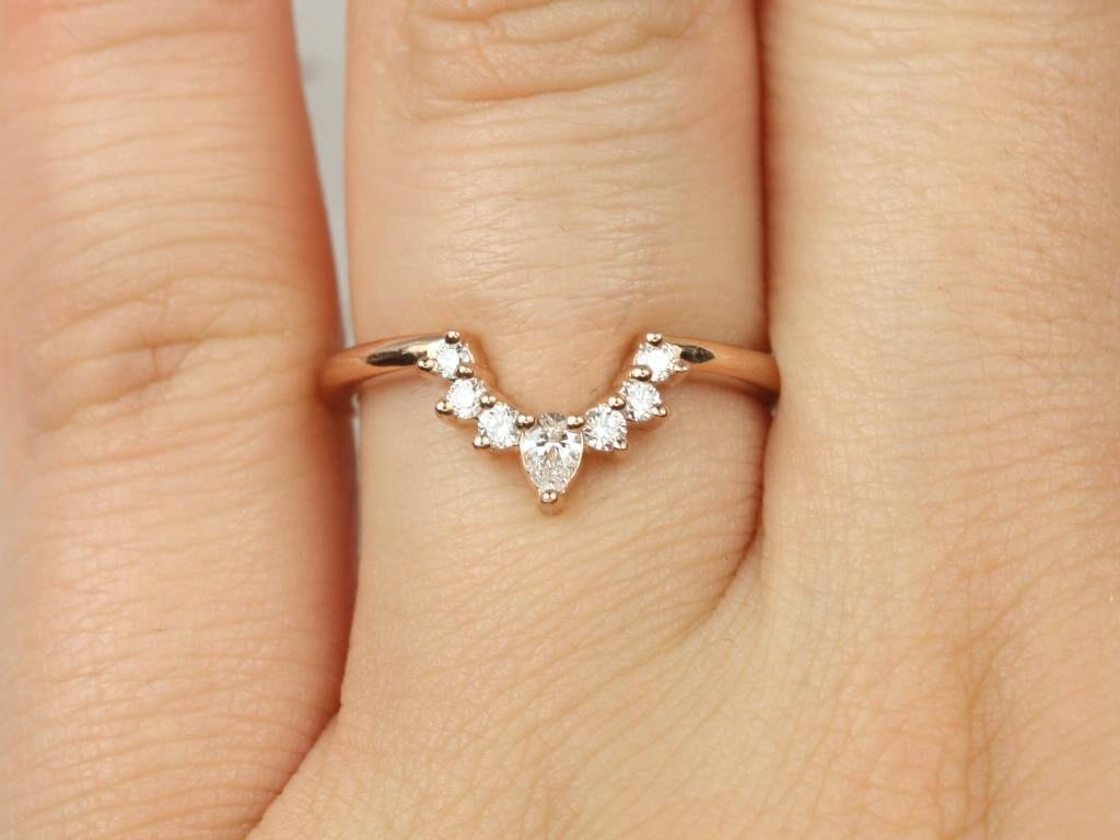 Elegant Ready to Ship Liza 20 14kt Solid WHITE Gold Tiara Crown Diamonds Band Nesting Ring with delicate details
