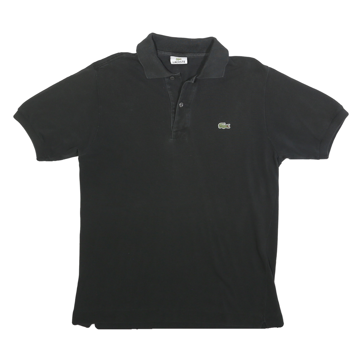 LACOSTE Mens Black Short Sleeve Plain S Cotton Blend Polo Shirt Classic Logo
