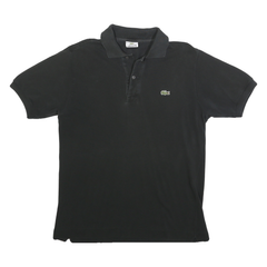 LACOSTE Mens Black Short Sleeve Plain S Cotton Blend Polo Shirt Classic Logo