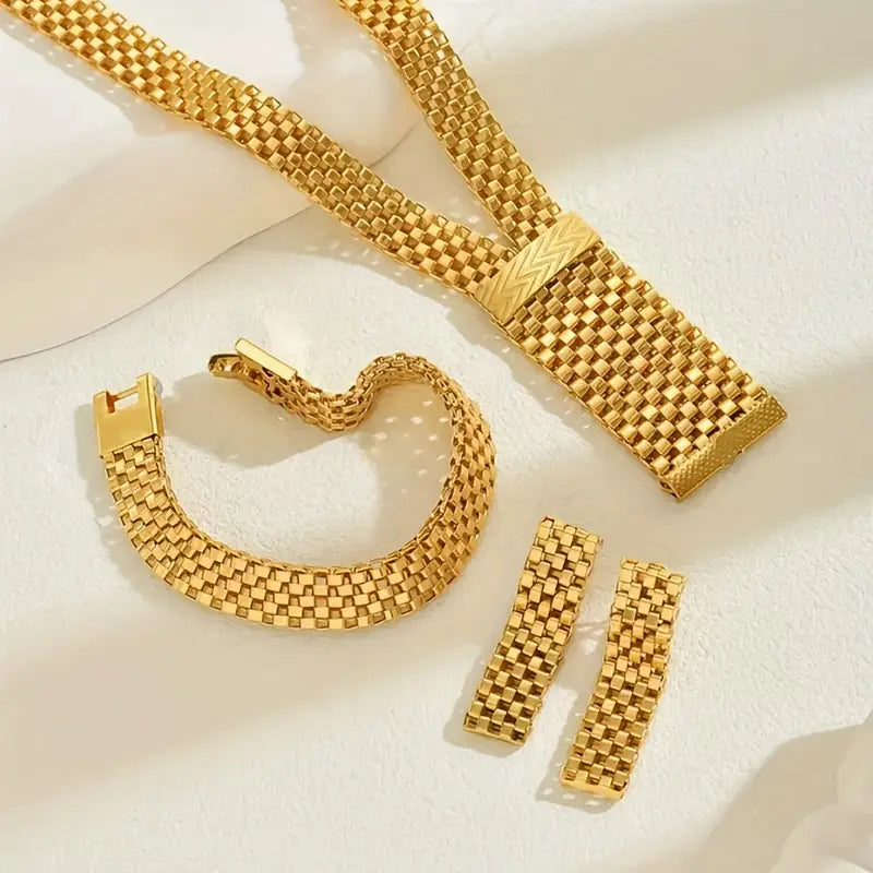 18K Gold Mesh Jewelry Set