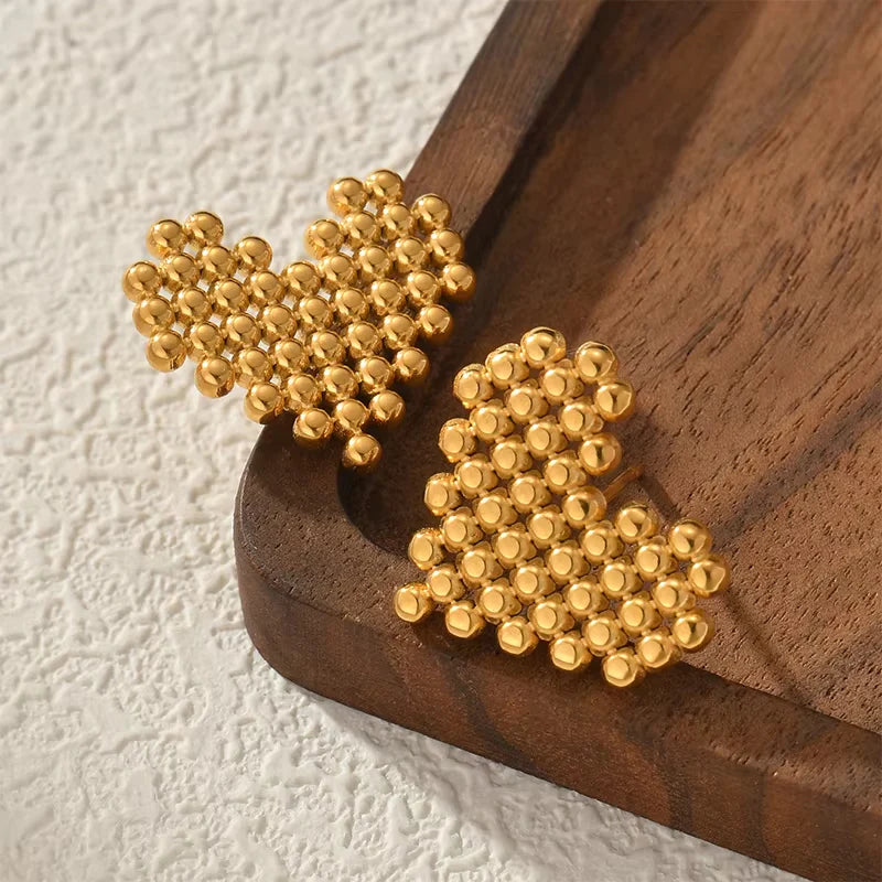 Dotted Heart Stud Earrings