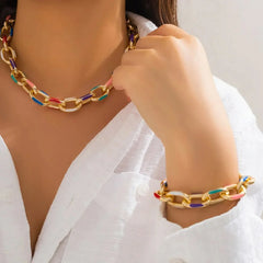 Paperclip Rainbow Chain Jewelry Set