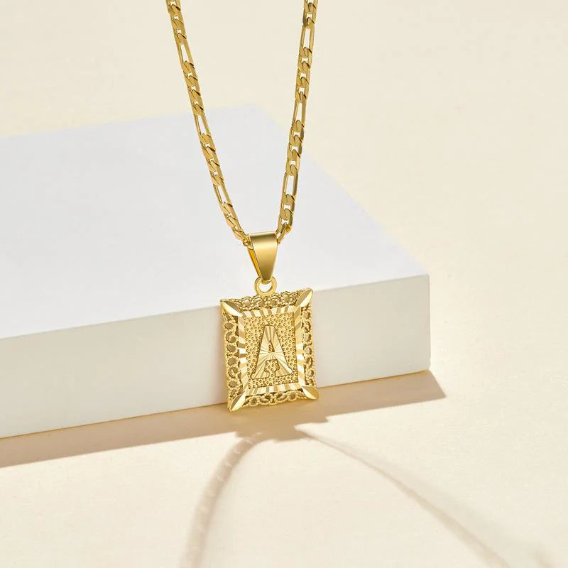 18K Gold Plated Square Letter Necklace