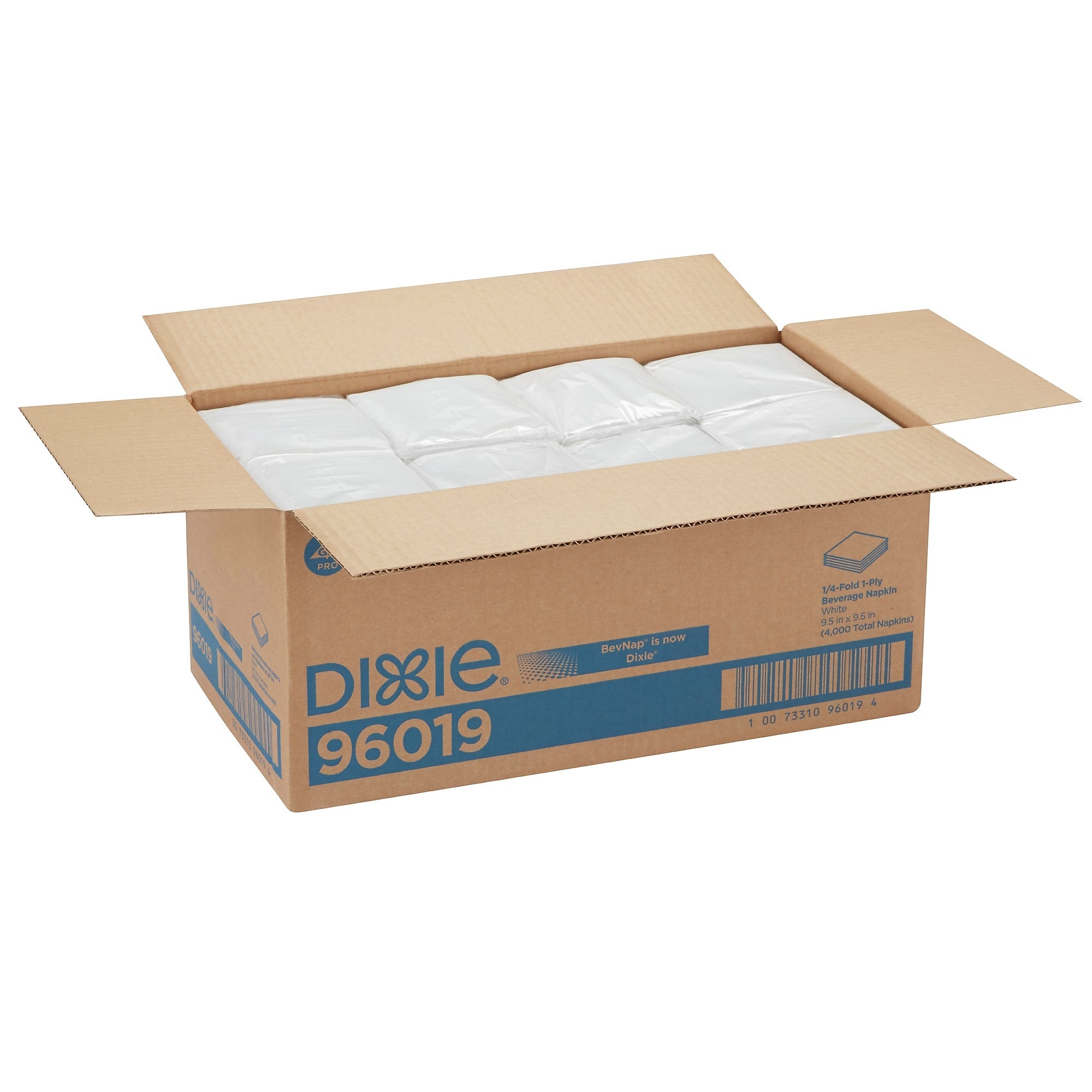 Dixie 1/4-Fold 1-Ply Beverage Napkin by GP PRO, White, 500 Napkins/Pack, 8 Packs/Case