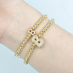 A-Z Bubble Initial Beaded Bracelet Set