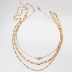 Triple Layer Crystal Charm Necklace