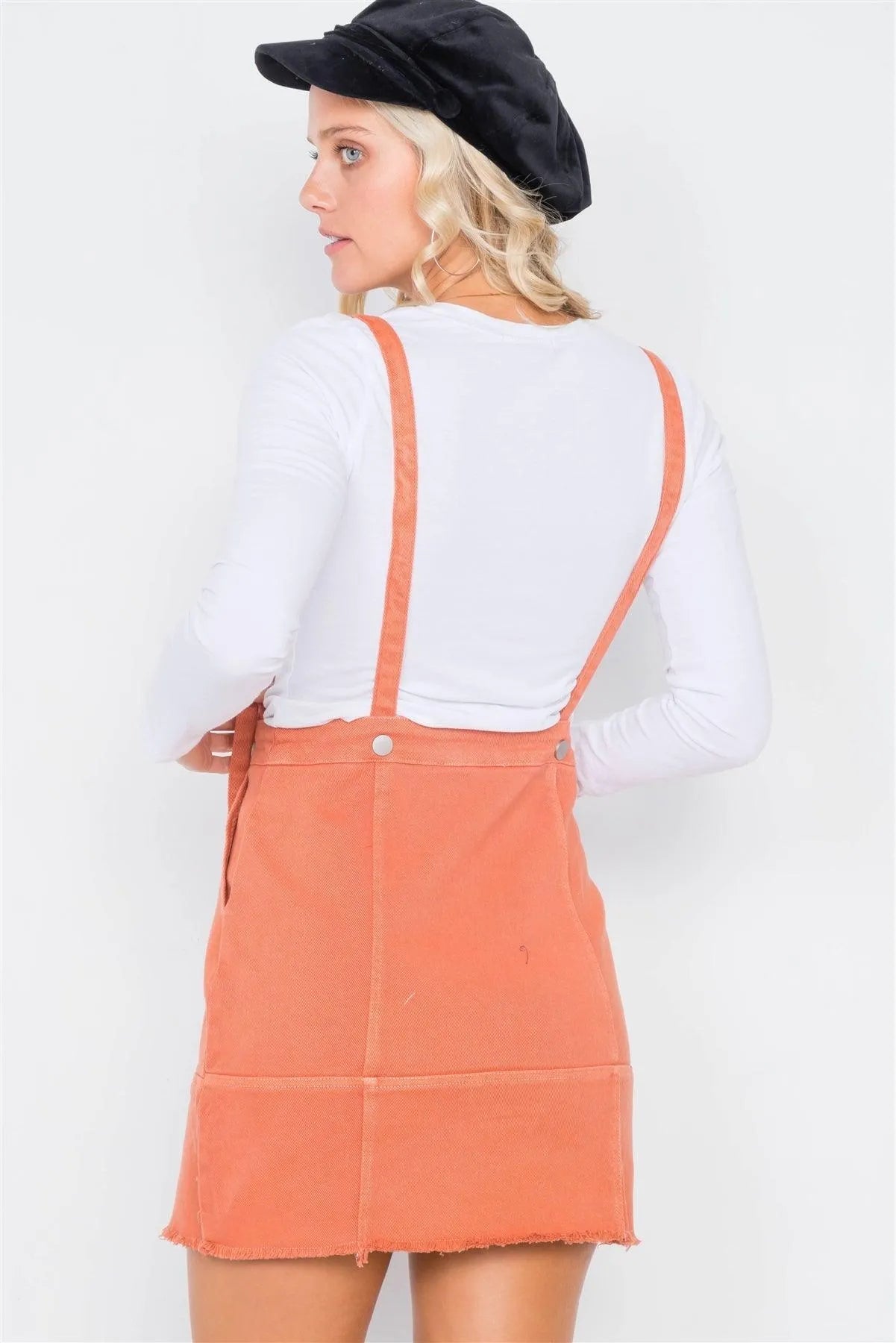 Marsala Front Zipper Adjustable Suspender Jean Skirt /3-2-1 - Tasha Apparel Wholesale