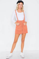 Marsala Front Zipper Adjustable Suspender Jean Skirt /3-2-1 - Tasha Apparel Wholesale