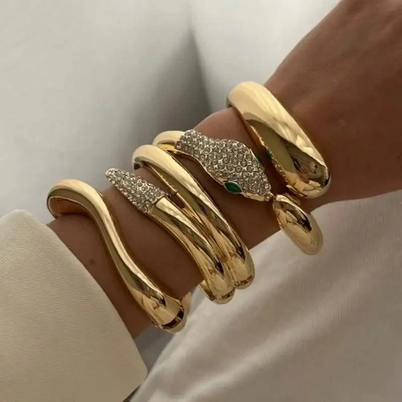 3pc Chunky Rhinestone Bracelet Set