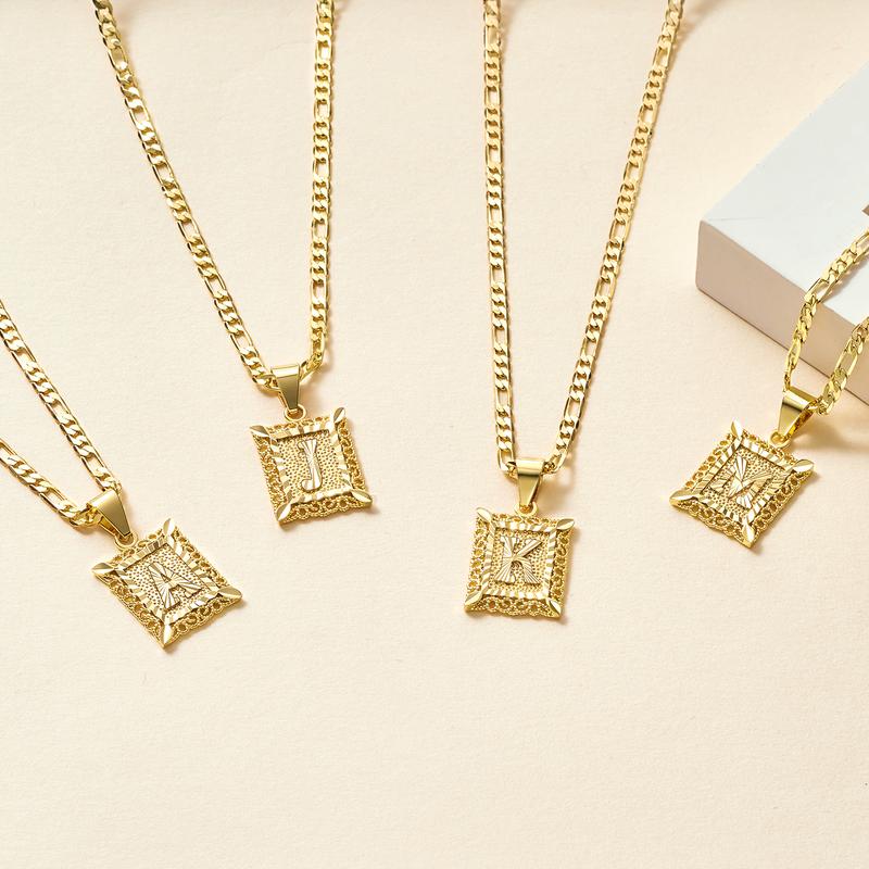 18K Gold Plated Square Letter Necklace