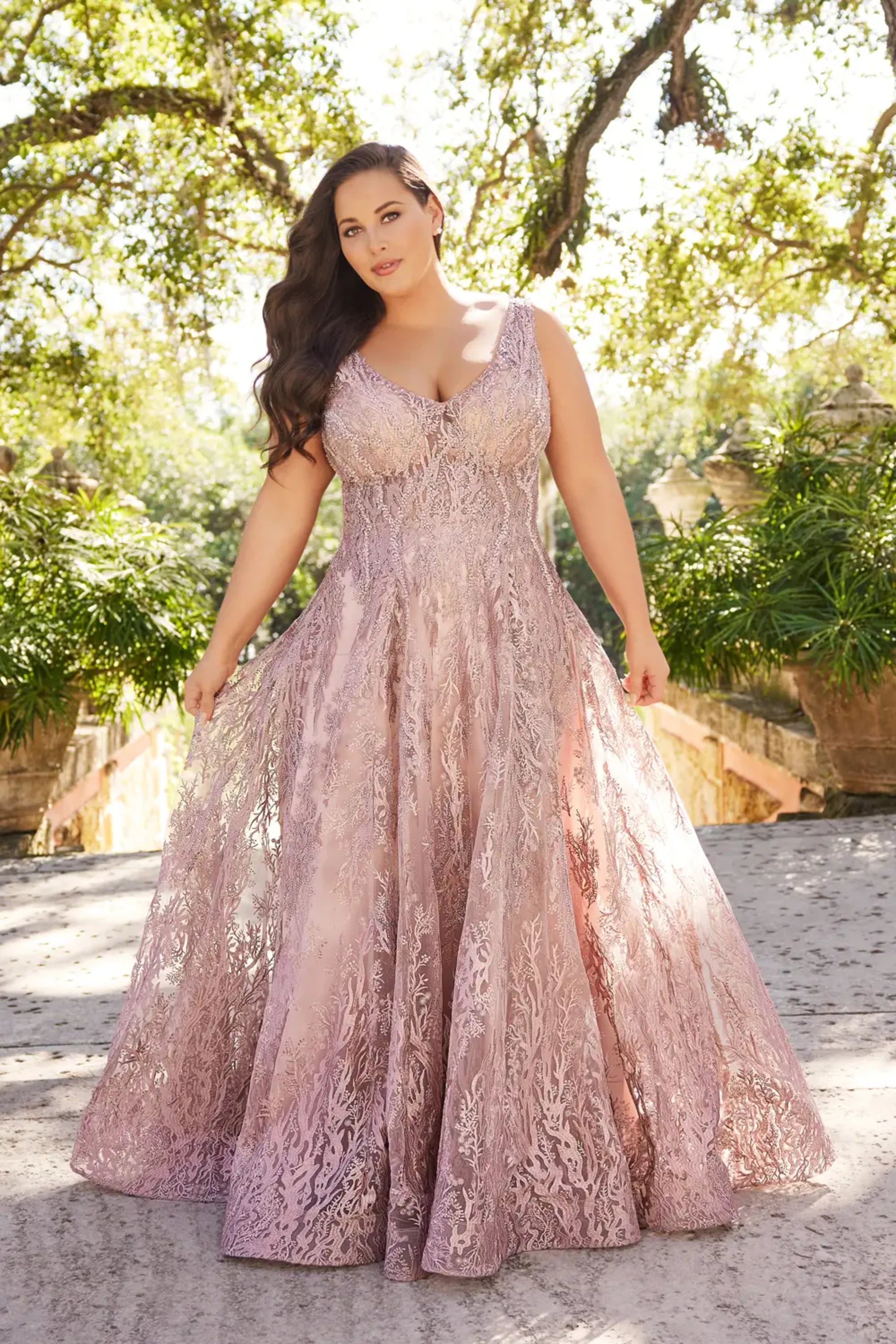 Plus Size Dresses Long Plus Size Formal A Line Evening Dress Dusty Rose