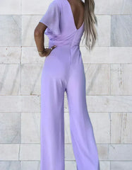 Frauen Overall V-Ausschnitt Kurzärmelig Elegante Mode - BerlinGlamour