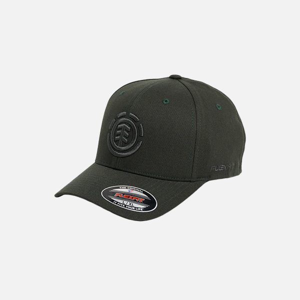 dark green cap with element logo, on a white background