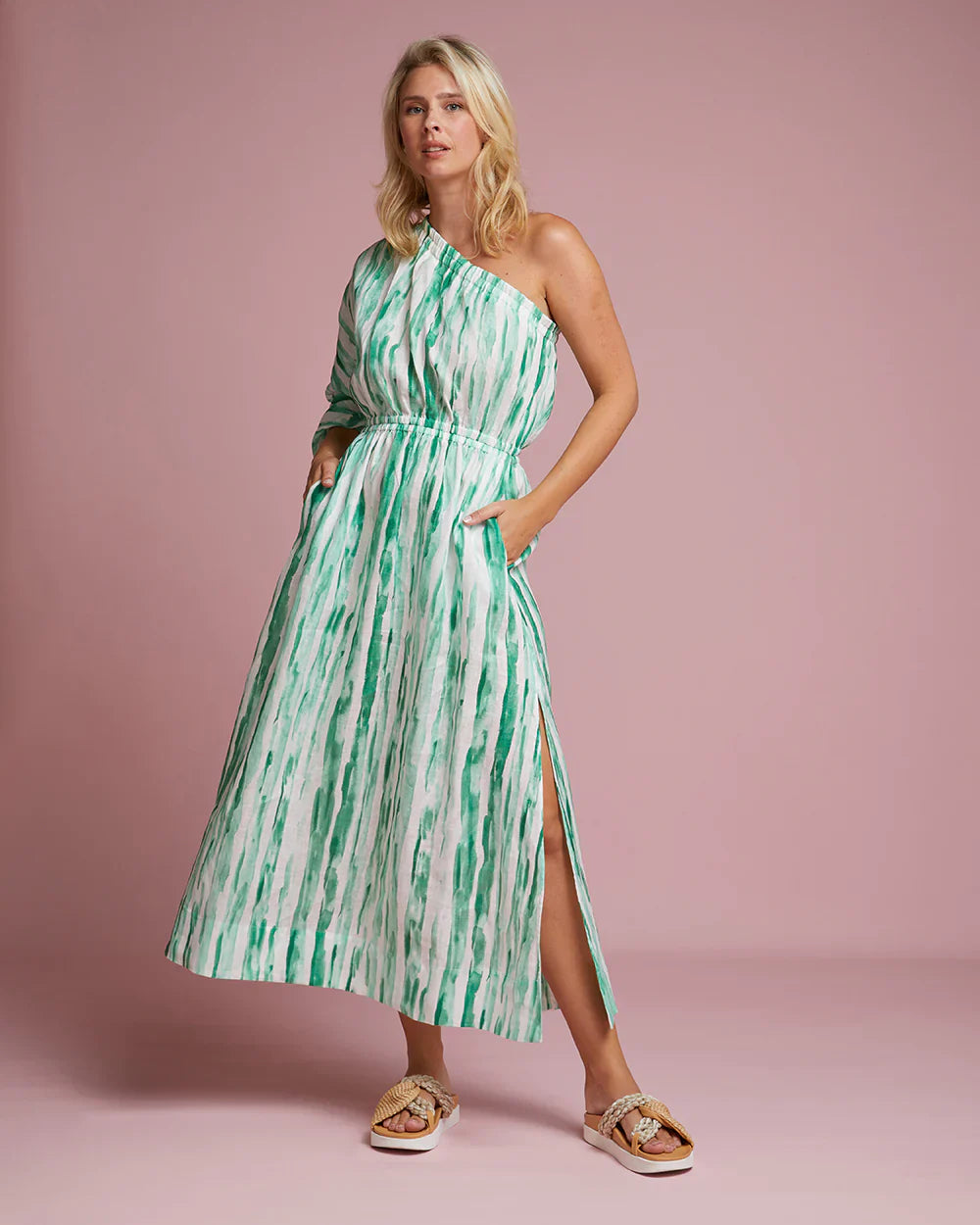 Elms + King Tuscany Dress Watercolour Stripe