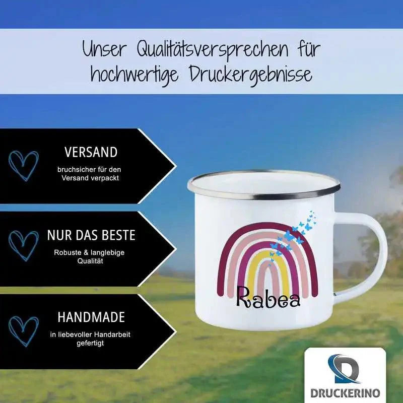 Emaille Tasse mit Namen | Motiv 4 | Rabea - Druckerino
