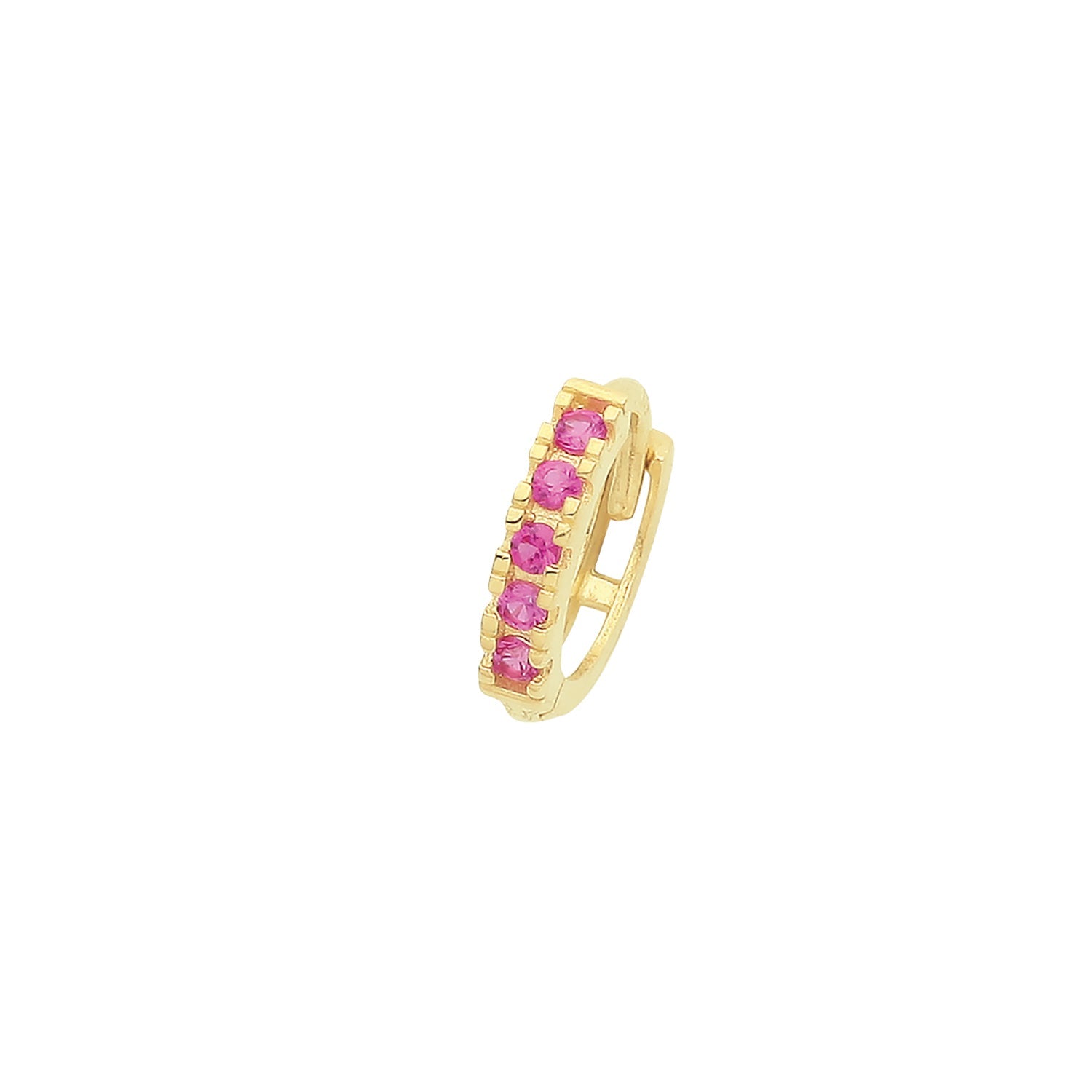 9CT YEL GOLD RUBY RED CZ SINGLE CARTILAGE HUGGIES 7MM
