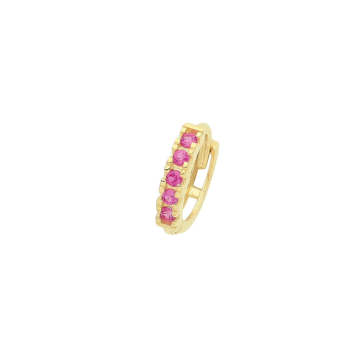 9CT YEL GOLD RUBY RED CZ SINGLE CARTILAGE HUGGIES 7MM