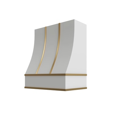 Essential White Sloped Hood with Brass Strapping - 30" W x 30" H