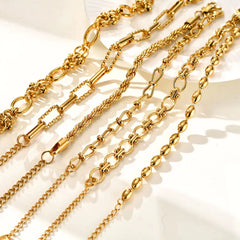 6pc Mixed Chain Bracelet Stack