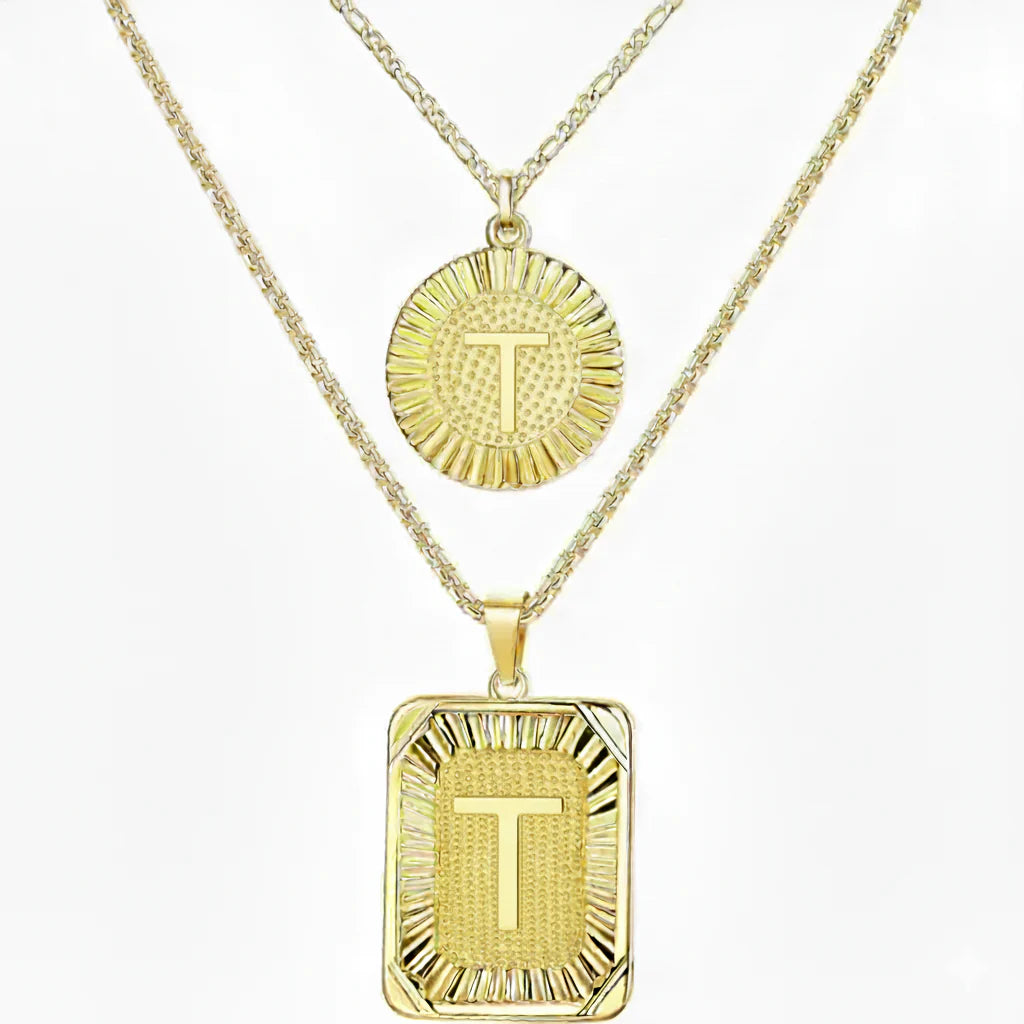 2pc 18K Initial Necklace