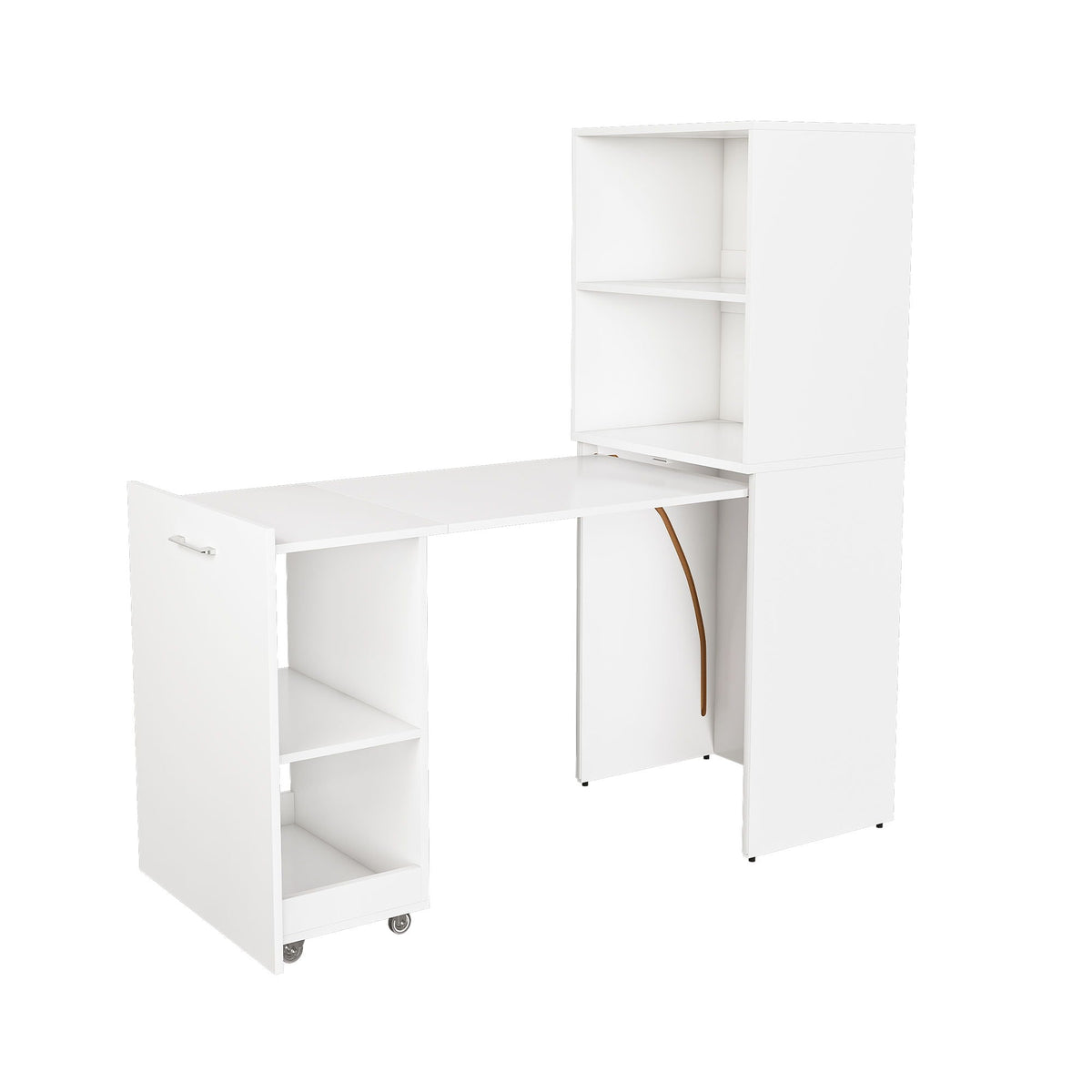 Stretchable Office Desk With Storage Shelves And Mobile Wheels Home Essentials