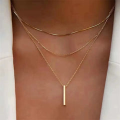 Tiered Gold Bar Necklace Set