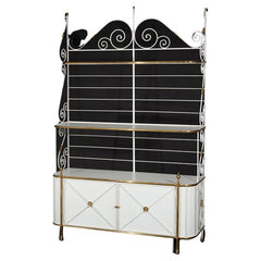 Hollywood Regency Wood & Brass Bakers Rack 20thC