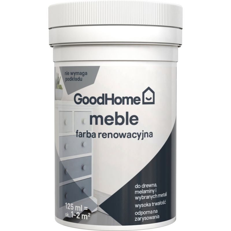 GoodHome Reno mat hvid møbelrenoveringsmaling 125 ml